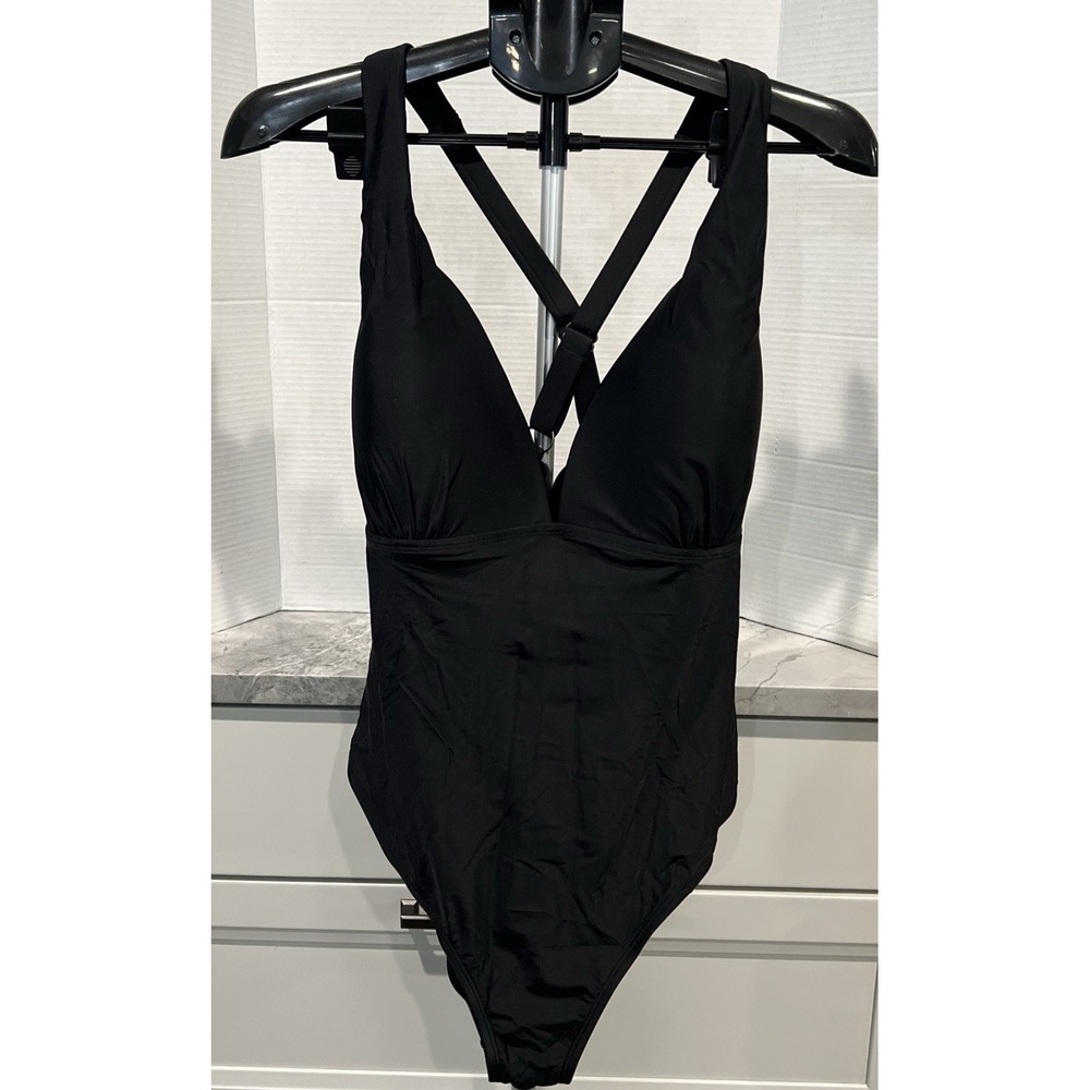 Cupshe Women's Sexy One Piece Solid Black Swimsuit Bathing Suit Plus Size 3X